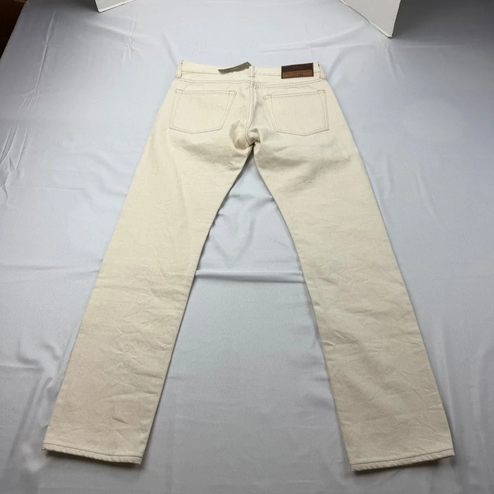 J.Crew 484 Slim Fit Selvedge Jeans Mens 28x30 Cream Off-White Extra Narrow Leg